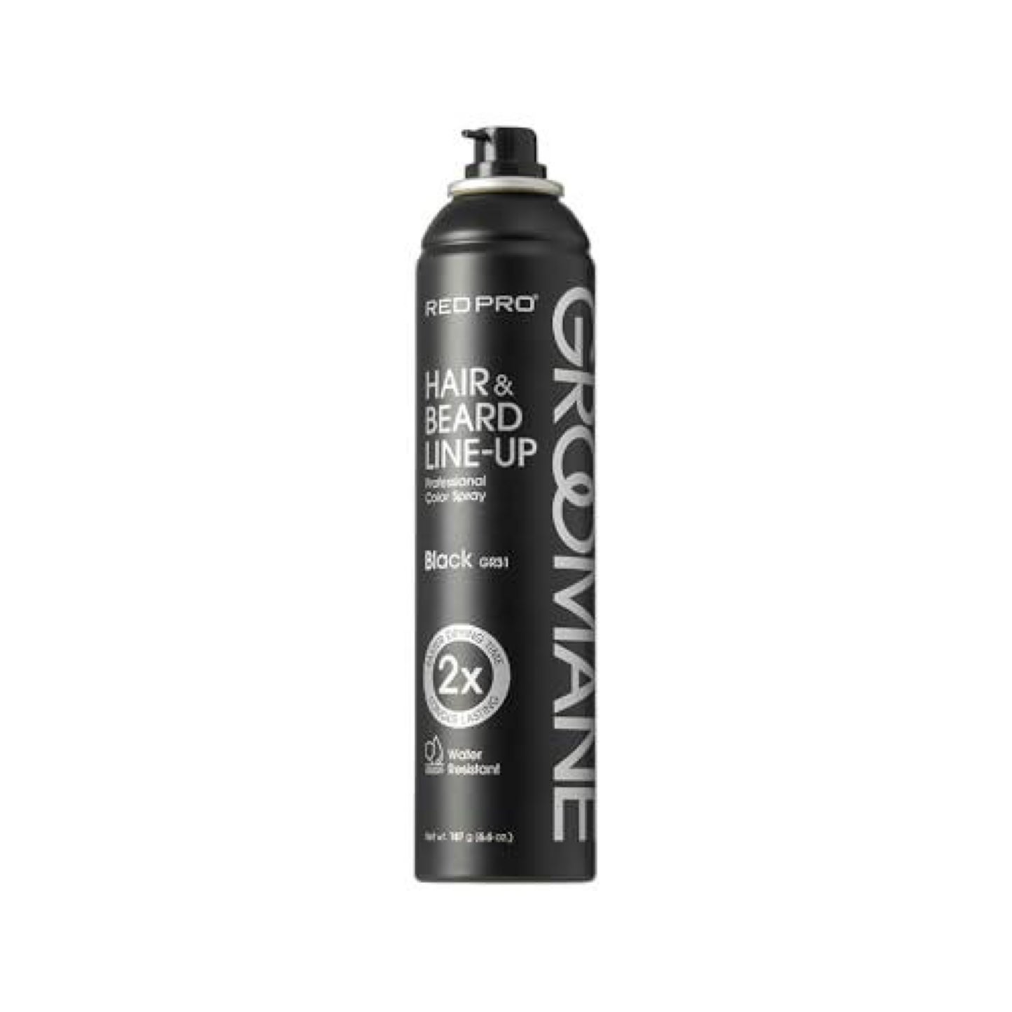 Red PRO Groomane Temporary Color Spray for Hair & Beard Line-Up, Barber Grade, Quick-Drying, 2x Longer-Lasting (up to 20 Washes), Precision Nozzle, No Ammonia, Peroxide (Black