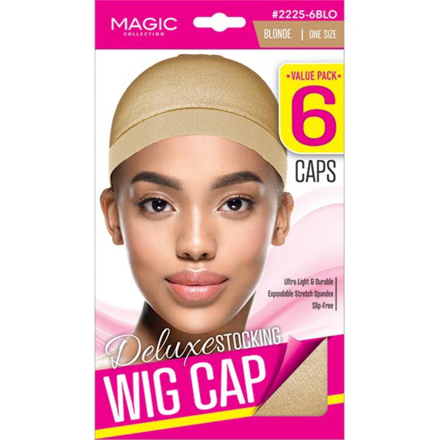Magic Collection Blonde Deluxe Stocking Wig Cap 6pcs (2225-6BLO)