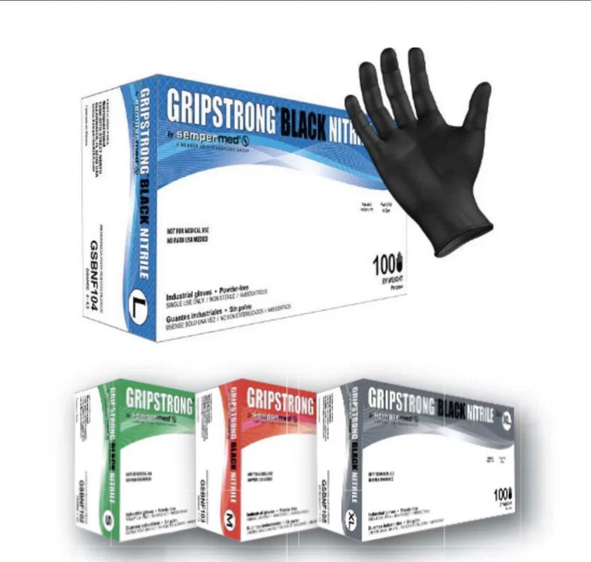 GripStrong Black Nitrile Gloves (4 Mil) | Industrial Grade | Case of 1000